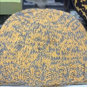 Yellow and Gray Knit Beanie